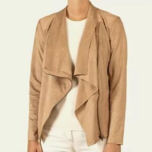 MOTE Women's Size Large Moto Jacket, Zipper Closure,  Drape Collar in Kh…